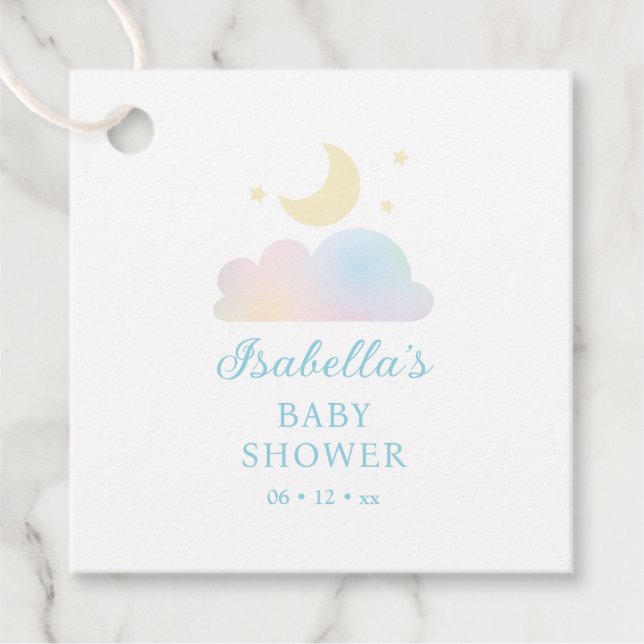 Étiquettes Cadeau Dreamy Moon and Stars Cloud Neuf Baby shower (Devant)