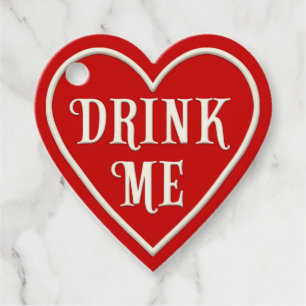 Étiquettes Cadeau "Drink Me" Coeur rouge Personnalisé Saint Valentin