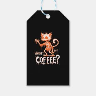 Étiquettes-cadeau Drôle café de chat où est mon café_ Hilarious Hall