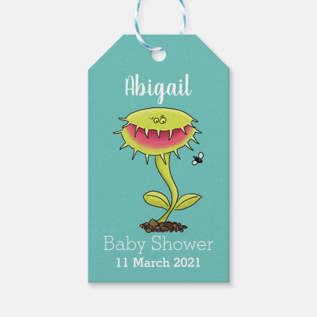 Étiquettes-cadeau Drôle carnivore Vénus piège à mouches plante dessi (Devant)