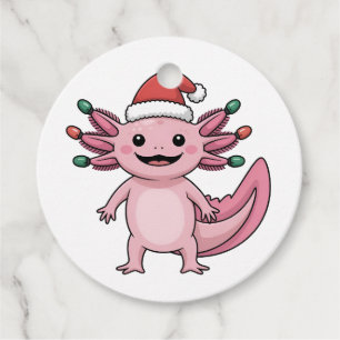 Étiquettes Cadeau Drôle de chapeau de Noël Santa Axolotl tenue de No