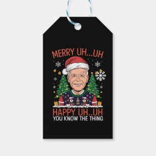 Étiquettes-cadeau Drôle de Père Noël Joe Biden Joyeux Euh Euh Noël L