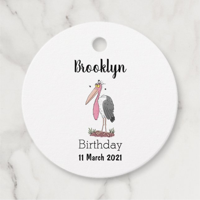 Étiquettes Cadeau Drôle dessin animé de cigogne en marabou (Devant)
