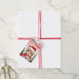Étiquettes-cadeau Drôle Joyeux Noël Wreath mignonne Chat Kitten père