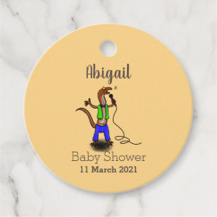 Étiquettes Cadeau Drôle lézard chantant avec bande dessinée de micro