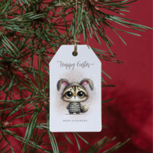 Drôle mignon Kitty en pyjama Joyeux Pâques