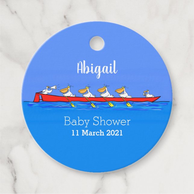 Étiquettes Cadeau Drôle pélicans rameurs dessin animé (Devant)