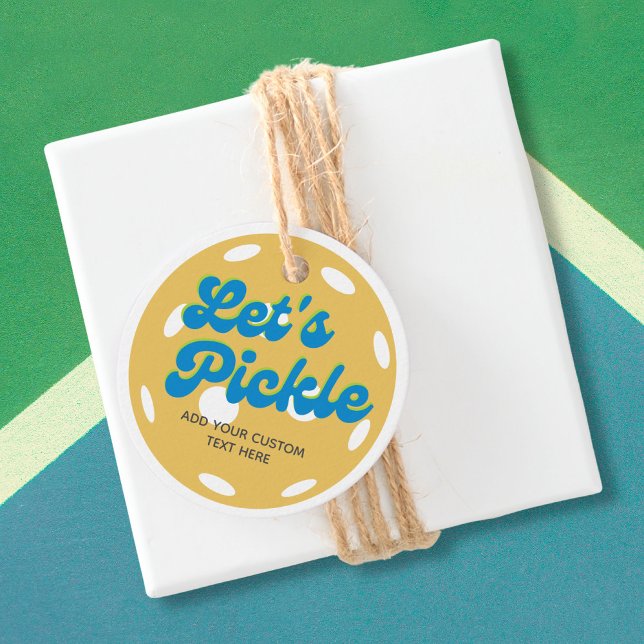 Étiquettes Cadeau Drôle Pickleball Pickle Texte personnalisé (Créateur téléchargé)
