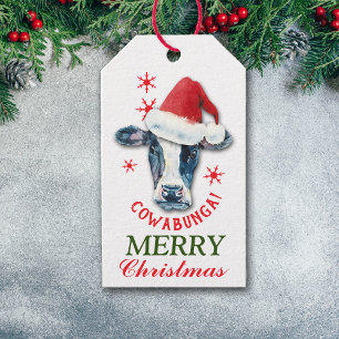 Étiquettes-cadeau Drôle Vache Cowabunga Tags cadeaux de Noël