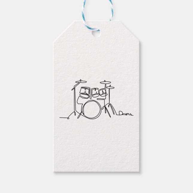 Étiquettes-cadeau Drummer Music Design Drums One-Line (Devant)