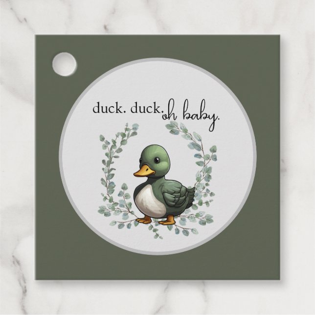 Étiquettes Cadeau Duck Duck Oh Baby canard thème baby shower (Devant)
