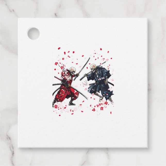 Étiquettes Cadeau Duel du Samouraï Crâne (Devant)