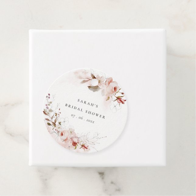 Étiquettes Cadeau Dusky automnal Marsala Blush Floral Mariage (En situation)