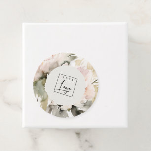 Étiquettes Cadeau Dusky Blush Watercolor Peony Floral Logo d'affaire
