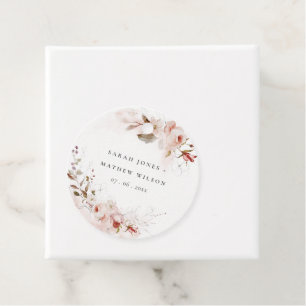 Étiquettes Cadeau Dusky Fall Marsala Blush Floral Wreath Mariage