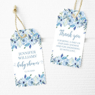 Étiquettes-cadeau Dusty bleu floral bébé garçon douche de faveur éti
