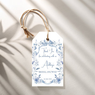 Étiquettes-cadeau Dusty bleu floral fleurie douche nuptiale faveur