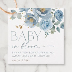 Étiquettes Cadeau Dusty bleu floral rose bébé en fleurs garçon douch