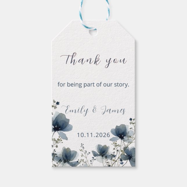 Étiquettes-cadeau Dusty Blue Botanical Wedding (Devant)