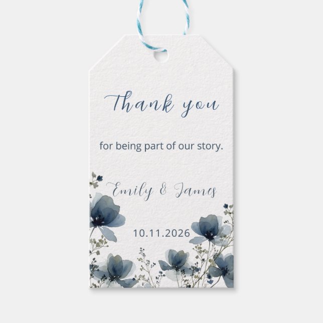 Étiquettes-cadeau Dusty Blue Botanical Wedding (Devant)