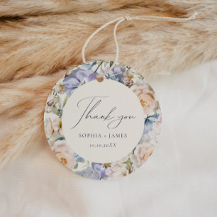 Étiquettes Cadeau Dusty Blue Cream Floral Mariage