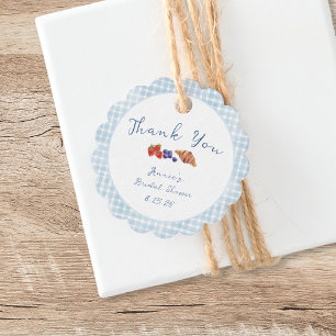 Étiquettes Cadeau Dusty Blue En vichy Brunch Fête des mariées Merci