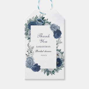 Étiquettes-cadeau Dusty Blue et marine Floral Bridal Shower
