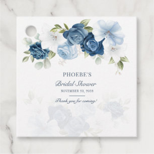 Étiquettes Cadeau Dusty Blue Floral Bloom Eucalyptus Succulent