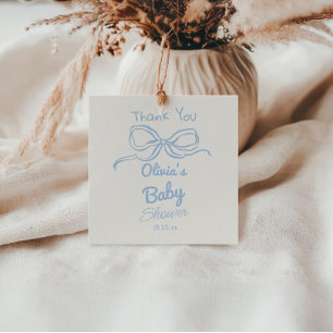 Étiquettes Cadeau Dusty Blue Main Écrite Tirée Bow Baby Boy Douche