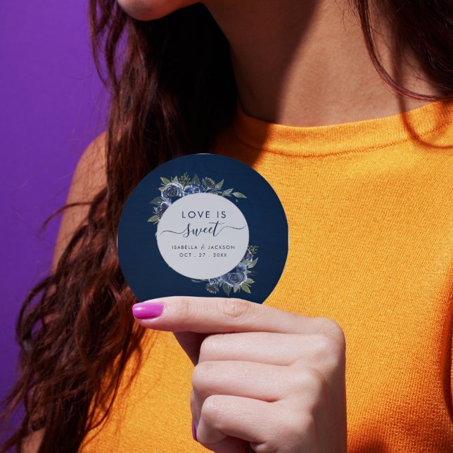 Étiquettes Cadeau Dusty Blue Navy Champagne Mariage d'ivoire (Créateur téléchargé)