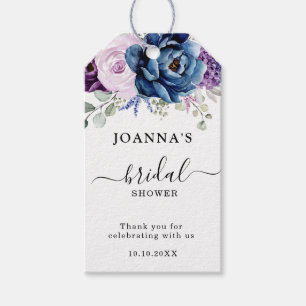 Étiquettes-cadeau Dusty Blue Purple Navy Lilac Blooms Fête des marié