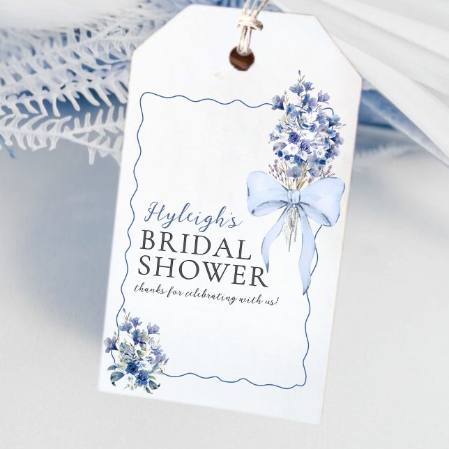 Étiquettes-cadeau Dusty Blue Ribbon Bow Calla Lily Merci Favoriser (Créateur téléchargé)