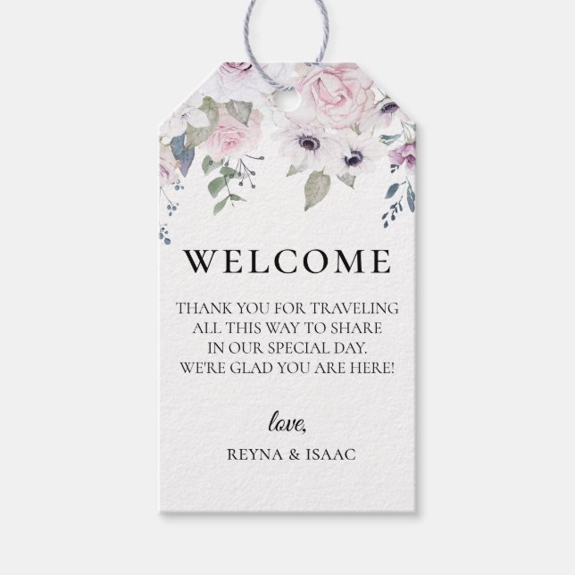 Étiquettes-cadeau Dusty Garden Floral Mariage Welcome Bag (Devant)