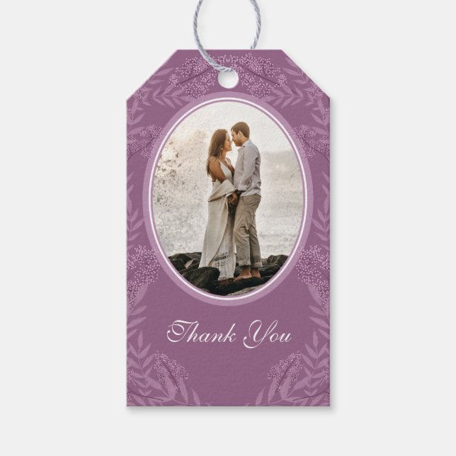 Étiquettes-cadeau Dusty Plum violet Mariage Botanique (Devant)