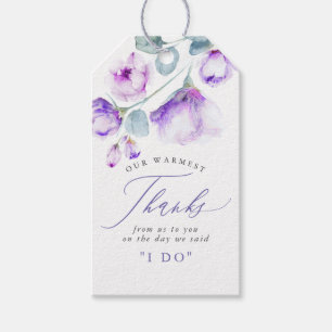 Étiquettes-cadeau Dusty Purple Floral Élégant Mariage Merci