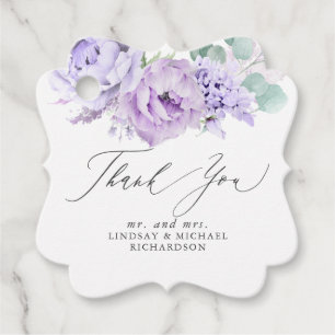 Étiquettes Cadeau Dusty Purple Floral Élégant Merci Favoriser Tags