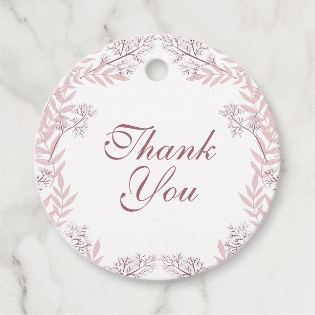 Étiquettes Cadeau Dusty Rose rose Mariage Vintage Botanique (Devant)
