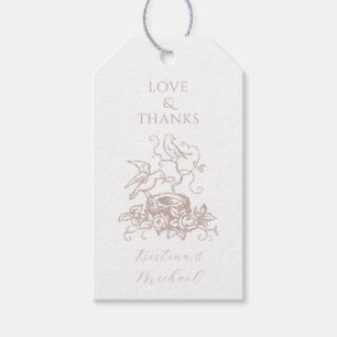 Étiquettes-cadeau Dusty Rose rose Oiseaux Baby shower de nid Favoris