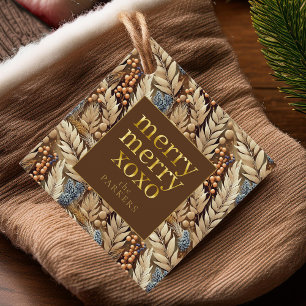 Étiquettes Cadeau Earth Tones Christmas Joyeux Motif#21 ID1009