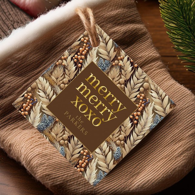 Étiquettes Cadeau Earth Tones Christmas Joyeux Motif#21 ID1009 (Créateur téléchargé)