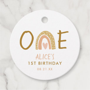 Étiquettes Cadeau Earthy Rainbow 1st Birthday Girl