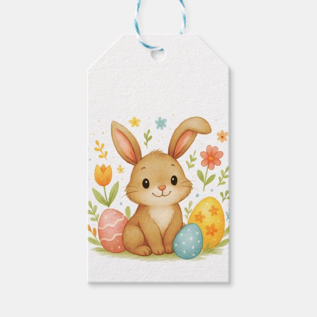 Étiquettes-cadeau Easter Bunny with Eggs Gift Tag (Devant)