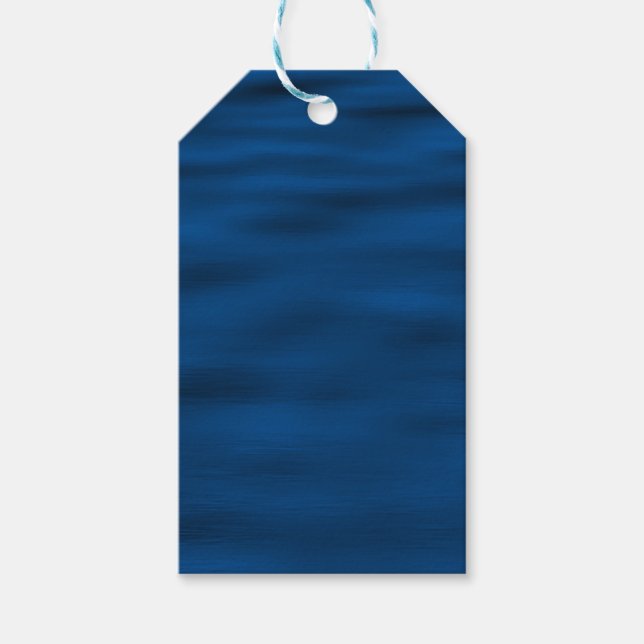 Étiquettes-cadeau Eau Bleue Foncé Ondes (Devant)
