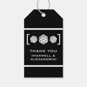 Étiquettes-cadeau Ebony D20 Dice Gamer Mariage Tags cadeaux