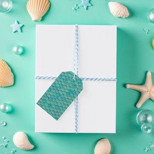 Étiquettes-cadeau Écailles de sirène vert de mer turquoise