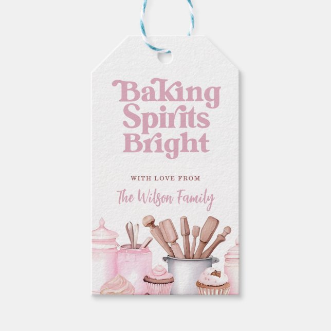 Étiquettes-cadeau Échange de biscuits rose pour égayer les esprits (Devant)