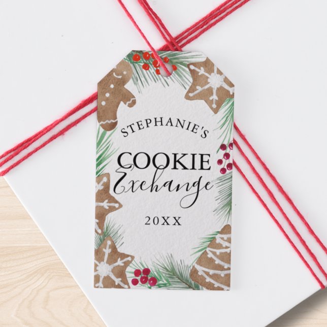 Étiquettes-cadeau Échange de cookies aquarelle (Créateur téléchargé)