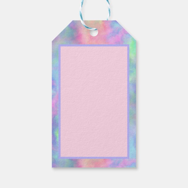 Étiquettes-cadeau éclaboussure d'aquarelle opale : (Dos)