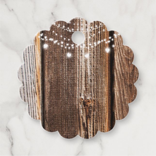 Étiquettes Cadeau Éclairage à la grange en bois et à la chaîne Maria (Devant)