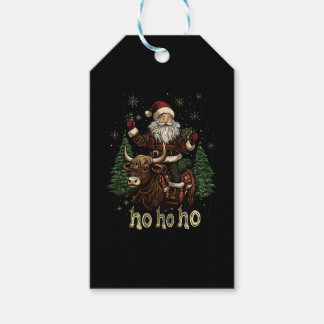 Étiquettes-cadeau Éclairage de l'arbre de Noël des femmes Santa mont